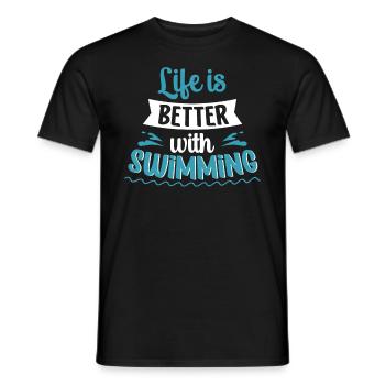 Life Is Better With Swimming Sportsman - Men's T-Shirt - black - Front - AI Model Male 178 light (178cm)