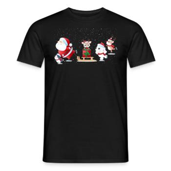 Cute Santa Claus Ice Skating - Men's T-Shirt - black - Front - AI Model Male 178 light (178cm)