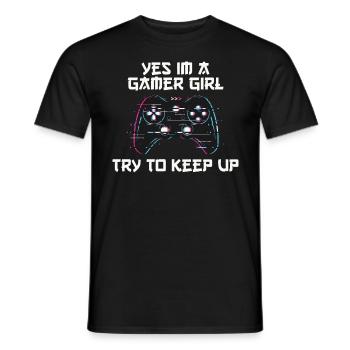 Oui, je suis une fille gamer qui essaie - T-shirt homme - noir - Devant - AI Model Male 178 light (178cm)