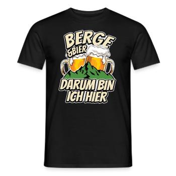 Berge & Bier darum bin ich hier, Natur, Freizeit - Männer T-Shirt - Schwarz - Vorne - AI Model Male 178 light (178cm)