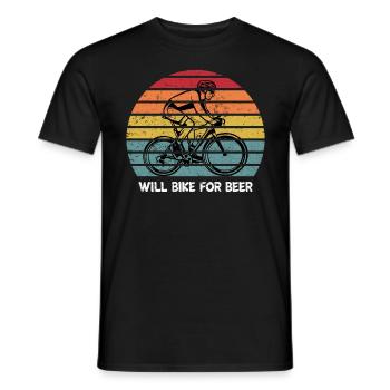 Will Bike For Beer Fahrradfahrer - Männer T-Shirt - Schwarz - Vorne - AI Model Male 178 light (178cm)