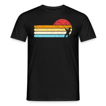 Fliegenfischen Retro Sonnenuntergang lustiger Angl - Männer T-Shirt - Schwarz - Vorne - AI Model Male 178 light (178cm)