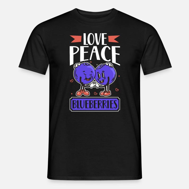 Love Peace Blueberries - Blaubeere - Männer T-Shirt - Schwarz
