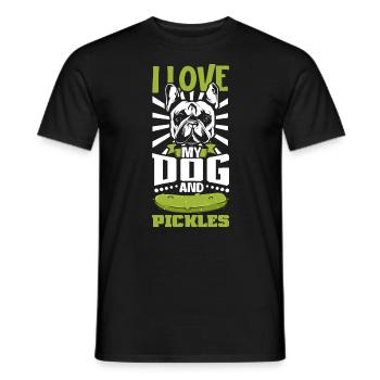 I love my dog and pickles - Gurken - Männer T-Shirt - Schwarz - Vorne - AI Model Male 178 light (178cm)