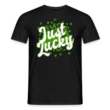 St Patricks Day - Just Lucky - Shamrock - Männer T-Shirt - Schwarz - Vorne - AI Model Male 178 light (178cm)