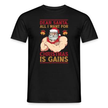 Dear Santa Christmas Gym Training Holiday Workout - Men's T-Shirt - black - Front - AI Model Male 178 light (178cm)