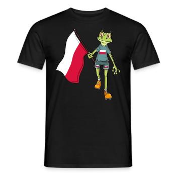 Poland Fan Frog - Men's T-Shirt - black - Front - AI Model Male 178 light (178cm)