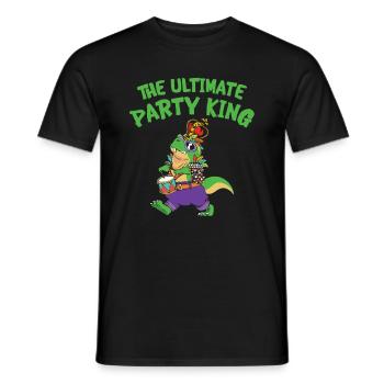 Mardi Gras Carnival T-rex Dinosaur Party King - Men's T-Shirt - black - Front - AI Model Male 178 light (178cm)