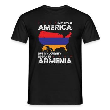 Né en tant qu’arménien arménien américain - T-shirt homme - noir - Devant - AI Model Male 178 light (178cm)