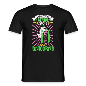 Einhorn - I really love Aerial Silks - Männer T-Shirt - Schwarz - Vorne - AI Model Male 178 light (178cm)