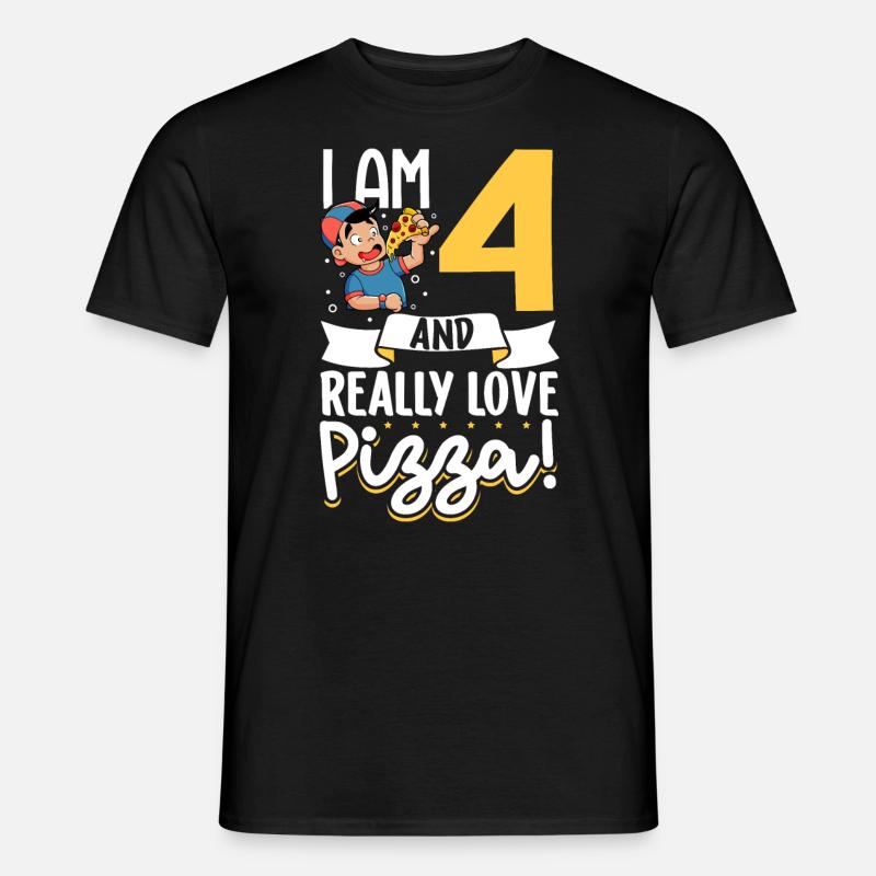 Ich bin 4 - Jungen Pizza - Männer T-Shirt - Schwarz