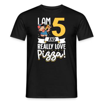 I'm 5 - Boy Pizza - Men's T-Shirt - black - Front - AI Model Male 178 light (178cm)