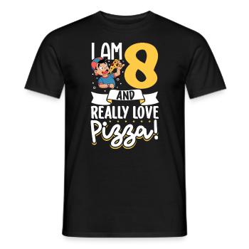 I'm 8 - Boy Pizza - Men's T-Shirt - black - Front - AI Model Male 178 light (178cm)