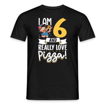Ich bin 6 - Jungen Pizza - Männer T-Shirt - Schwarz - Vorne - AI Model Male 178 light (178cm)