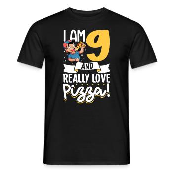 I'm 9 - Boy Pizza - Men's T-Shirt - black - Front - AI Model Male 178 light (178cm)