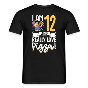J’ai 12 ans - Boy Pizza - T-shirt homme - noir - Devant - AI Model Male 178 light (178cm)