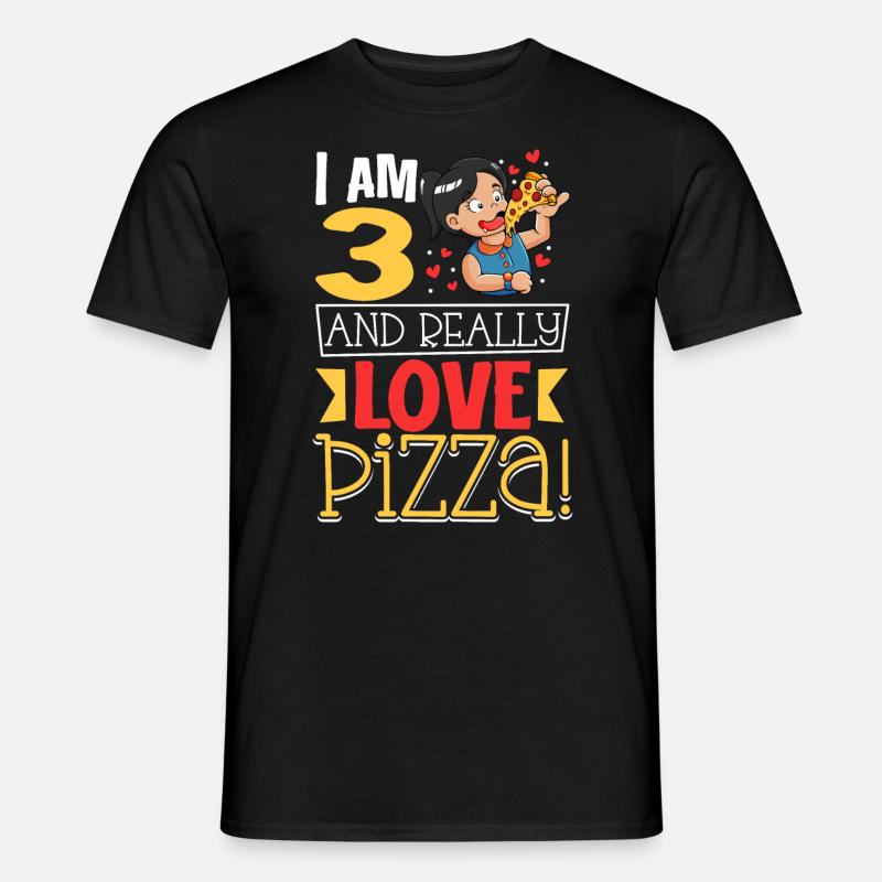 Ich bin 3 - Mädchen Pizza - Männer T-Shirt - Schwarz