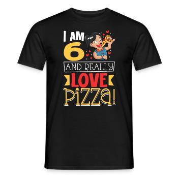 I'm 6 - Girls Pizza - Men's T-Shirt - black - Front - AI Model Male 178 light (178cm)