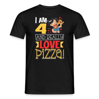 I'm 4 - Girls Pizza - Men's T-Shirt - black - Front - AI Model Male 178 light (178cm)