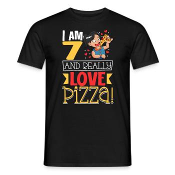 I' - Girl Pizza - Men's T-Shirt - black - Front - AI Model Male 178 light (178cm)