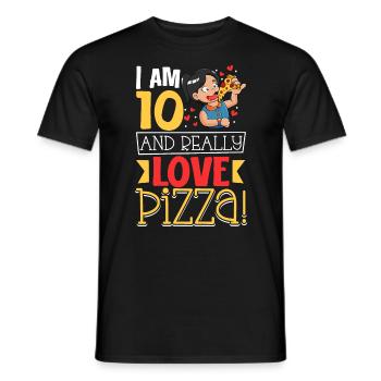 J’ai 10 ans - Girl Pizza - T-shirt homme - noir - Devant - AI Model Male 178 light (178cm)