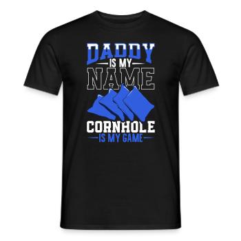 My name is Papa and my game is Cornhole - Men's T-Shirt - black - Front - AI Model Male 178 light (178cm)