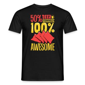 50 percent beer - 50 percent cornhole - Men's T-Shirt - black - Front - AI Model Male 178 light (178cm)