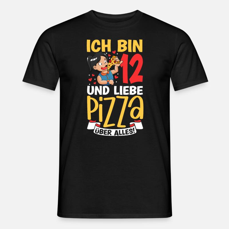 Ich bin 12 - Mädchen Pizza - Männer T-Shirt - Schwarz