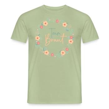 Team Braut - JGA Bachelorette - Männer T-Shirt - Sage - Vorne - AI Model Male 178 light (178cm)