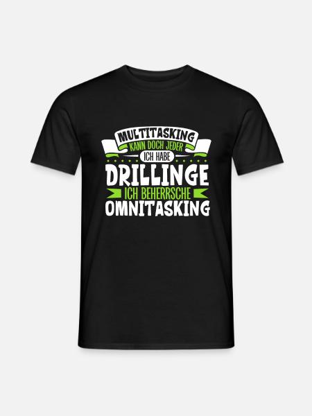 Multitasking kann jeder - Vater von Drillingen - Männer T-Shirt - Schwarz