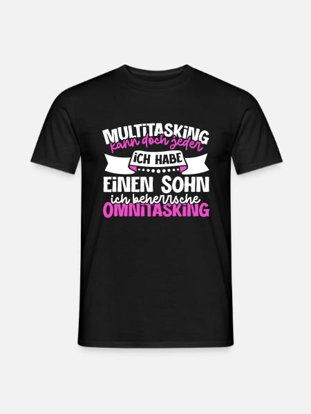 Multitasking kann jeder - Mutter und Sohn - Männer T-Shirt - Schwarz