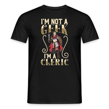 Kein geek - D20 Rollenspiel Charakter - Kleriker - Männer T-Shirt - Schwarz - Vorne - AI Model Male 178 light (178cm)