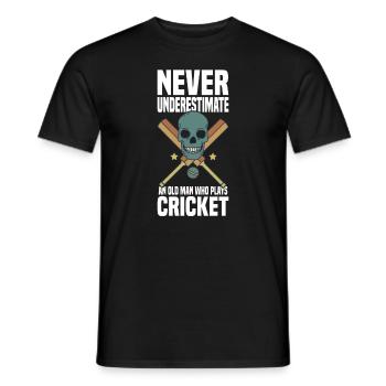 Joueur de cricket Sport Batte de cricket - T-shirt homme - noir - Devant - AI Model Male 178 light (178cm)