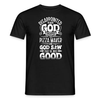 Disappointed by people - Pizza Bäcker - Men's T-Shirt - black - Front - AI Model Male 178 light (178cm)