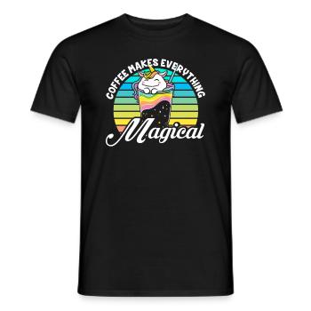 Pink Magic Unicorn Caféine Amateurs de café - T-shirt homme - noir - Devant - AI Model Male 178 light (178cm)