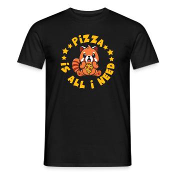 Niedliches Tier Roter Panda Pizza Fan isst Fast - Männer T-Shirt - Schwarz - Vorne - AI Model Male 178 light (178cm)