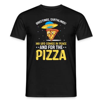 Extraterrestrial Ufo Pizza Peace - Men's T-Shirt - black - Front - AI Model Male 178 light (178cm)