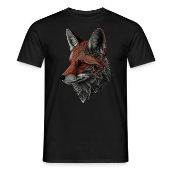 Renard Forêt Animaux Motif animal Art Motif Renard - T-shirt homme - noir - Devant - AI Model Male 178 light (178cm)