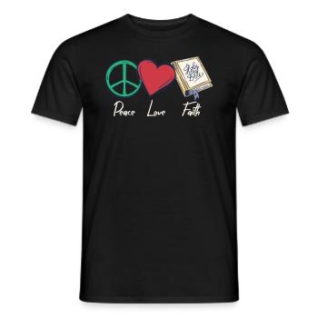 Paix Amour Foi Foi religieuse chrétienne - T-shirt homme - noir - Devant - AI Model Male 178 light (178cm)