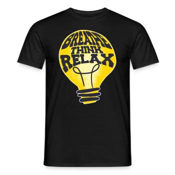 Breathing Thinking Relax National Stress Awareness - Men's T-Shirt - black - Front - AI Model Male 178 light (178cm)
