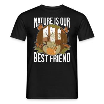 La nature est notre meilleure amie Forest Deer Day - T-shirt homme - noir - Devant - AI Model Male 178 light (178cm)
