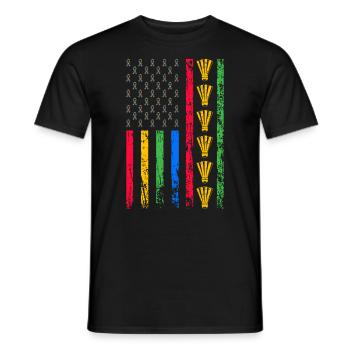 American sports flag - Men's T-Shirt - black - Front - AI Model Male 178 light (178cm)