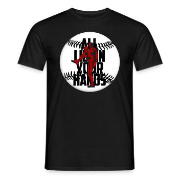 Funny baseball player with reclining - Men's T-Shirt - black - Front - AI Model Male 178 light (178cm)