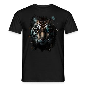 Tiger Motif Tiger Zoo Animals Art Tiger Head Motif - Men's T-Shirt - black - Front - AI Model Male 178 light (178cm)