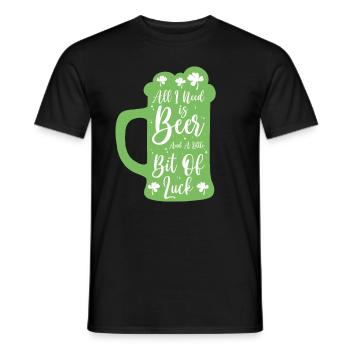 St. Patrick's Day Beer Shamrock Clover Luck - Men's T-Shirt - black - Front - AI Model Male 178 light (178cm)