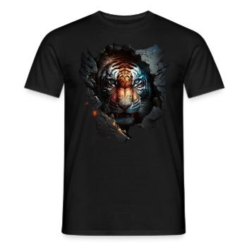 Kunstwerk Tiger Kunst Tiermotiv Tier Zoo Raubkatze - Männer T-Shirt - Schwarz - Vorne - AI Model Male 178 light (178cm)