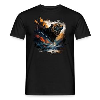 Motif Tigre Zoo Animaux Art Tête de Tigre Motif - T-shirt homme - noir - Devant - AI Model Male 178 light (178cm)