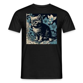 Katzenmotiv Geschenkidee Katze Fun Kunst Tier - Männer T-Shirt - Schwarz - Vorne - AI Model Male 178 light (178cm)