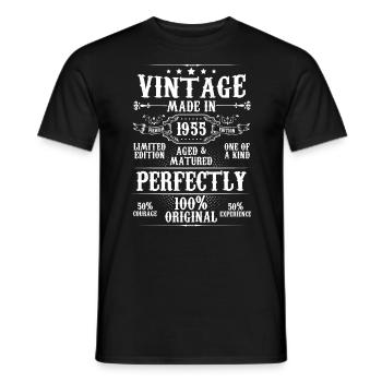Millésime fabriqué en 1955 vieilli parfaitement mûri - T-shirt homme - noir - Devant - AI Model Male 178 light (178cm)