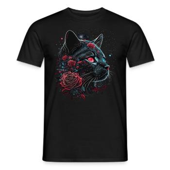 Katze Geschenk Frau Katzenmotiv Katzen Tiere - Männer T-Shirt - Schwarz - Vorne - AI Model Male 178 light (178cm)